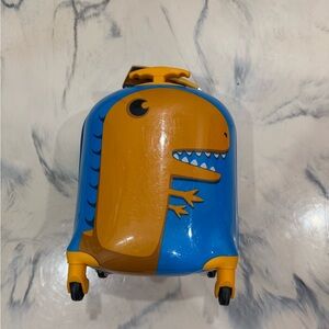 Kids Rockland Dinosaur Rolling Suitcase - Blue and Orange